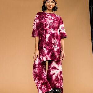 Tie-Dye Burgundy Playsuit Set by Dressed in LALA